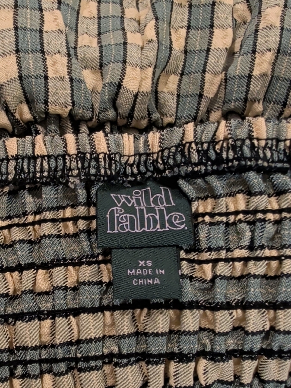 Wild Fable Ruffle Strap Plaid Sundress in Cream and Sage - Picture 4 of 4